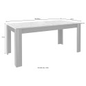 Blankt grått modernt matbord 180x90cm Uxor Prisma Mått