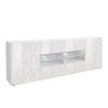 Sideboard 2 dörrar 4 lådor vit blank modern design 241cm Prisma Wh L Erbjudande