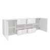 Sideboard 2 dörrar 4 lådor vit blank modern design 241cm Prisma Wh L Rabatter