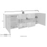 Sideboard 2 dörrar 4 lådor vit blank modern design 241cm Prisma Wh L Modell