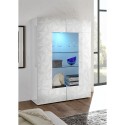 Glänsande vitt vitrinskåp 2 glasdörrar vardagsrum 121x166cm Ego Wh Katalog
