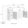 Modernt Sideboard vardagsrumsskänk 3 dörrar 138cm blank vit och cement Doppel MBC Rabatter
