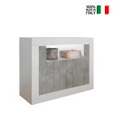 Modern sideboard 2 dörrar 110cm vit blank cement Minus BC Försäljning