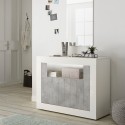 Modern sideboard 2 dörrar 110cm vit blank cement Minus BC Rabatter