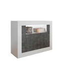 Sideboard modern design blank vit svart 2 dörrar 110cm Minus BX Erbjudande