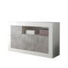 Modernt Sideboard vardagsrumsskänk 3 dörrar 138cm blank vit och cement Doppel MBC Erbjudande