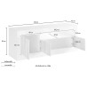 Modern design TV-bänk 138cm 3 dörrar glansig vit och svart Jaor BX Rabatter