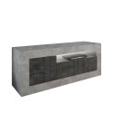 Modern TV-bänk för vardagsrum 3 dörrar betongeffekt svart Jaor CX Erbjudande
