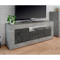 Modern TV-bänk för vardagsrum 3 dörrar betongeffekt svart Jaor CX Rea