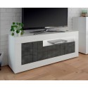 Modern design TV-bänk 138cm 3 dörrar glansig vit och svart Jaor BX Rea
