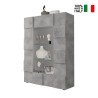Vitrinskåp med betongeffekt 121x166cm 2 glasdörrar Murano Ct Försäljning