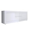 Modern TV-bänk 2 dörrar 2 lådor 210cm vit högglans Visio Wh Erbjudande