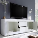 Modern TV-bänk 2 dörrar 2 lådor 210cm vit högglans Visio Wh Katalog