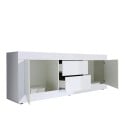 Modern TV-bänk 2 dörrar 2 lådor 210cm vit högglans Visio Wh Rea