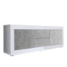 TV-bänk 210cm 2 dörrar 2 lådor blank vit och betong Visio BC Erbjudande