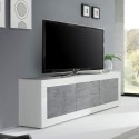 TV-bänk 210cm 2 dörrar 2 lådor blank vit och betong Visio BC Katalog