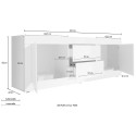 TV-bänk 210cm 2 dörrar 2 lådor blank vit och betong Visio BC Val