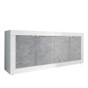 Modern vardagsrumsskänk 4 dörrar vit blank cement 207cm Altea BC Erbjudande