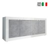 Modern vardagsrumsskänk 4 dörrar vit blank cement 207cm Altea BC Försäljning
