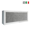 Sideboard 2 dörrar 3 lådor blank vit cementgrå skänk 210cm Tribus BC Basic Försäljning
