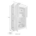 Highboard Skåp glansigt vitt och trä vardagsrum kök 4 dörrar Novia BW Basic Modell