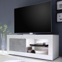 Modern TV-bänk vit glansig cementgrå vardagsrum Diver BC Basic Kampanj