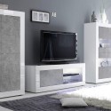 Modern TV-bänk vit glansig cementgrå vardagsrum Diver BC Basic Rabatter