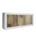 Sideboard 2 dörrar 3 lådor blank vit och päronträ skänk 210cm Tribus BC Basic Erbjudande