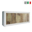 Sideboard 2 dörrar 3 lådor blank vit och päronträ skänk 210cm Tribus BC Basic Försäljning