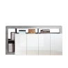 Sideboard vardagsrumsskänk 4 dörrar glänsande vit och grå Cadiz BCWh Erbjudande