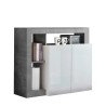 Highboard förvaring 2 dörrar blank vit grå betong Reva BC Erbjudande