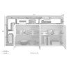 4-dörrars sideboard vardagsrum kök glansigt vitt och trä 184cm Cadiz BP Mått
