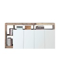 4-dörrars sideboard vardagsrum kök glansigt vitt och trä 184cm Cadiz BP Erbjudande