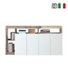 4-dörrars sideboard vardagsrum kök glansigt vitt och trä 184cm Cadiz BP Försäljning