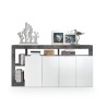 Sideboard modern design 4 dörrar svart blank vit Cadiz BX Rea