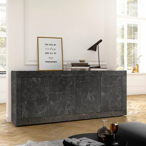 Modernt Sideboard 4 dörrar matt svart marmor Altea MB Kampanj
