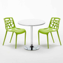 Vitt Runt Bord 70x70cm Med 2 Inomhus Stolar Gelateria Long Island 
