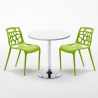 Vitt Runt Bord 70x70cm Med 2 Inomhus Stolar Gelateria Long Island 
