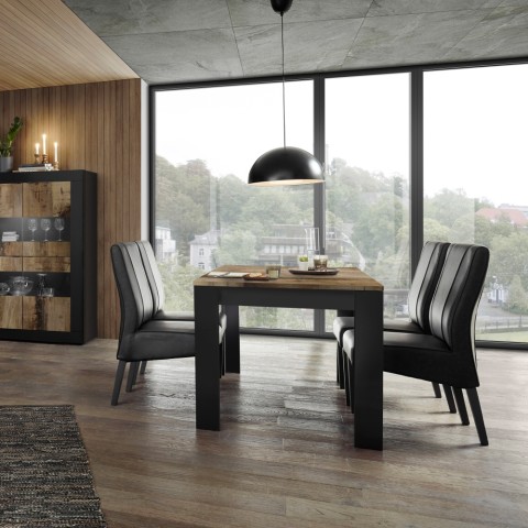 Matbord kök 180x90cm svart industriell trä Bolero Basic Kampanj