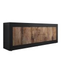 TV-bänk industriell design 210cm 2 dörrar 2 lådor svart och trä Visio NP Erbjudande