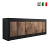 TV-bänk industriell design 210cm 2 dörrar 2 lådor svart och trä Visio NP Försäljning