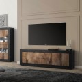 TV-bänk industriell design 210cm 2 dörrar 2 lådor svart och trä Visio NP Kampanj