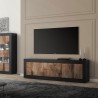 TV-bänk industriell design 210cm 2 dörrar 2 lådor svart och trä Visio NP Kampanj
