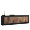 TV-bänk industriell design 210cm 2 dörrar 2 lådor svart och trä Visio NP Rea