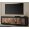 TV-bänk industriell design 210cm 2 dörrar 2 lådor svart och trä Visio NP Rabatter