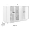 Sideboard vardagsrum kök 3 dörrar 138cm glansigt vitt Dimas Ice Bestånd