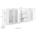Modernt Sideboard 210cm 4 dörrar 3 lådor Glansigt Vitt Vardagsrum Maine Ice Katalog