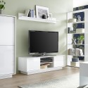 Modern TV-bänk 138 cm 2 dörrar glänsande vit färg vardagsrum Dener Ice Rea