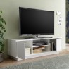 Modern TV-bänk 138 cm 2 dörrar glänsande vit färg vardagsrum Dener Ice Rabatter
