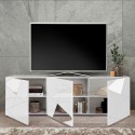 Modern TV-bänk med 3 dörrar 181cm glansig vit Brema WH Vittoria Rabatter